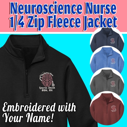 Medical Apparel Hub - personalized neuroscience nurse embroidered 14 zip fleece lined jacket