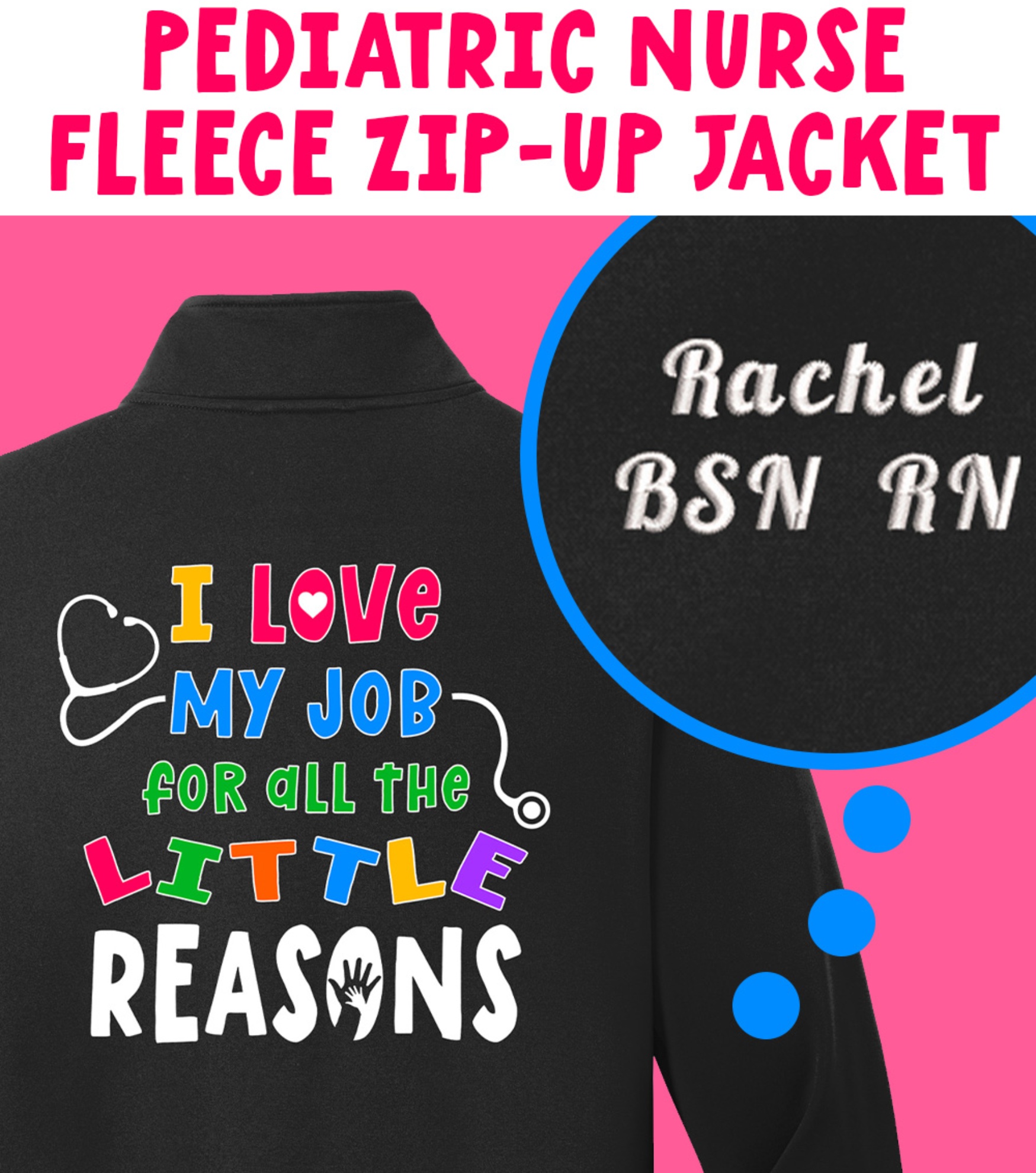 Medical Apparel Hub - personalized pediatric nurse i love my job zip up jacket