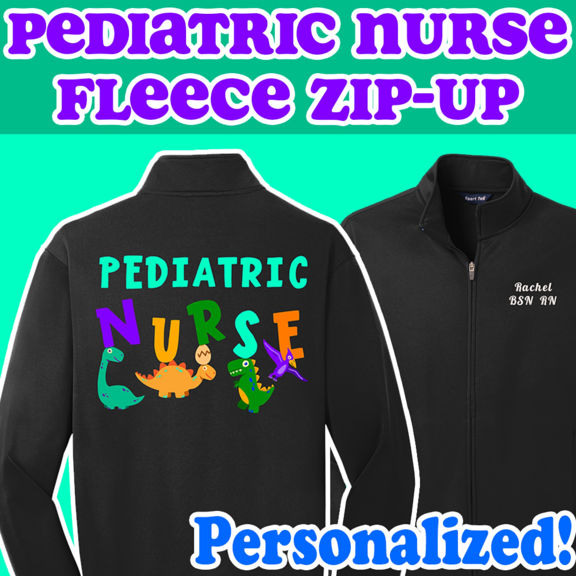 Medical Apparel Hub - personalized pediatric nurse dinosaurs zip up jacket