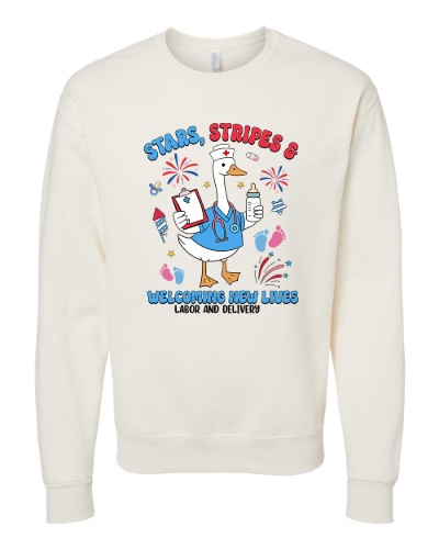 Medical Apparel Hub - stars stripes welcoming new lives crewneck sweatshirt
