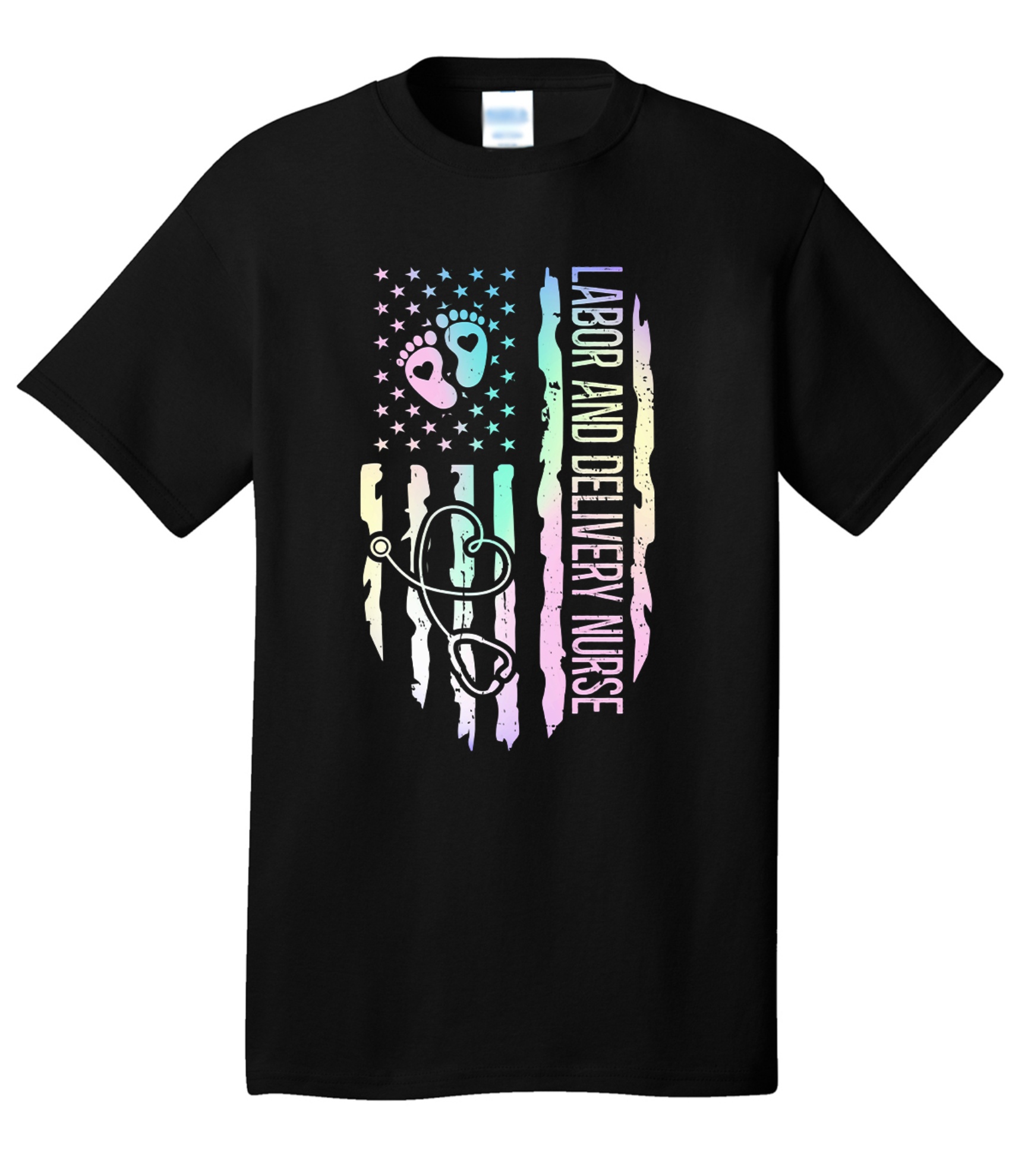 Medical Apparel Hub - pastel american flag tee