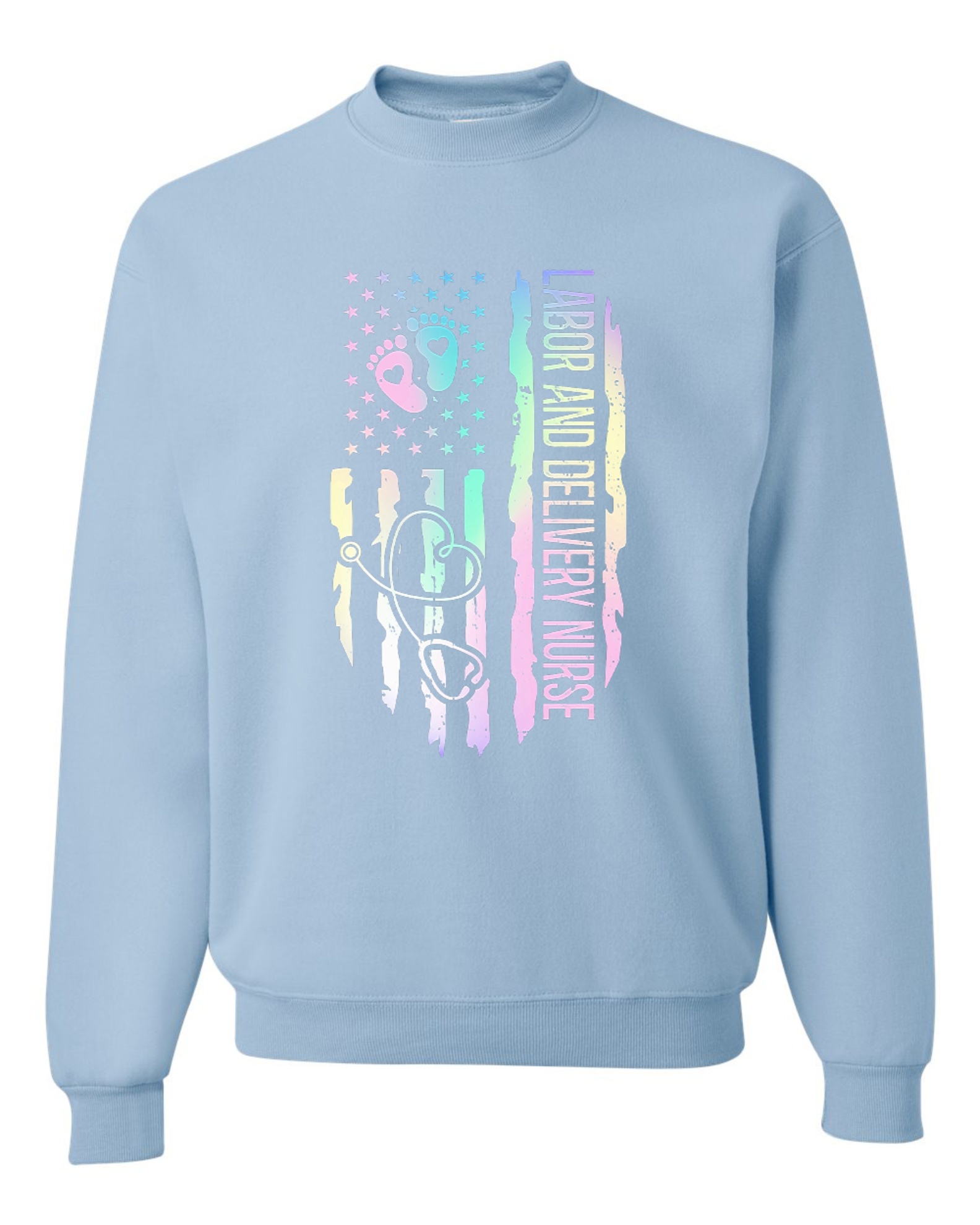 Medical Apparel Hub - pastel american flag crewneck sweatshirt