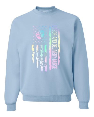 Medical Apparel Hub - pastel american flag crewneck sweatshirt