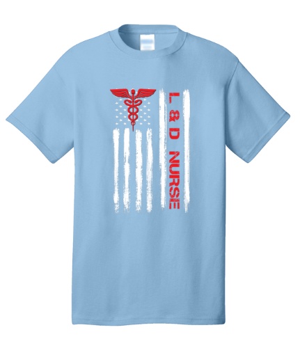 Medical Apparel Hub - ld vertical american flag tee
