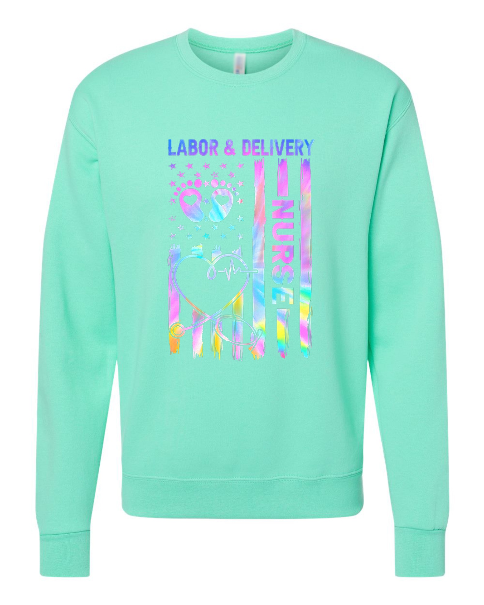Medical Apparel Hub - ld tie dye flag crewneck sweatshirt